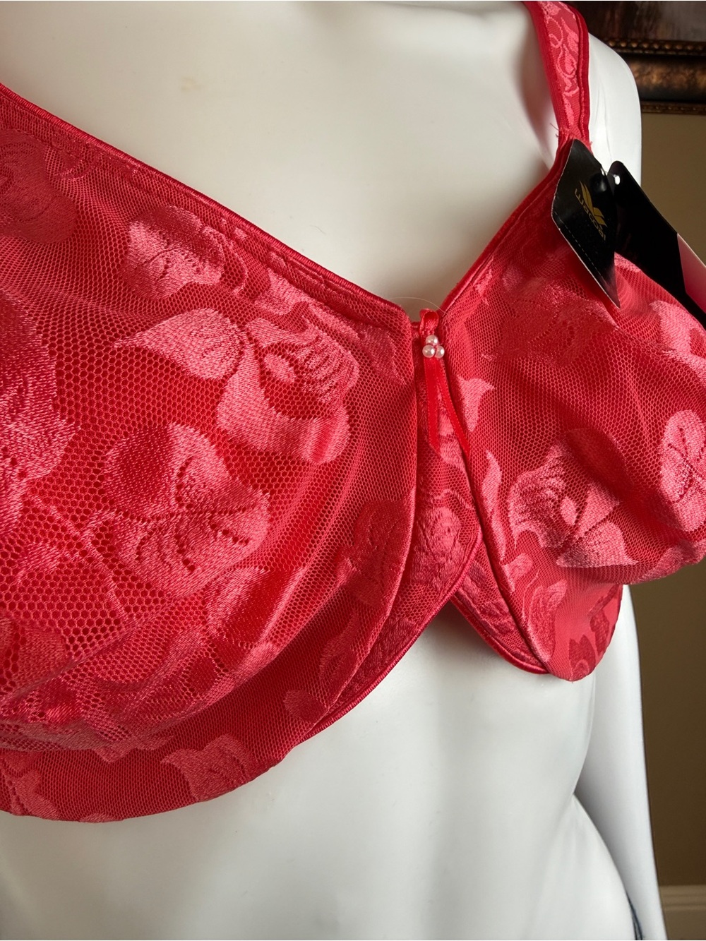 Wacoal Red/Salmon Floral Lace Underwire Bra Size 40D NWT - Picture 7 of 12